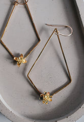 Bianca  Earrings - Brass Flower Earrings  (large)