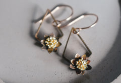 Bianca  Earrings - Brass Flower Earrings  (small)