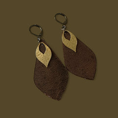 Leather Drop Earrings - Handmade Earrings (open drop)